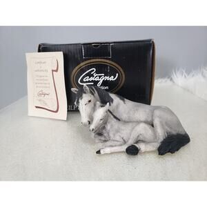Vintage Italy Castagna‎ horse mare colt animal figure mom pony baby gift nursery